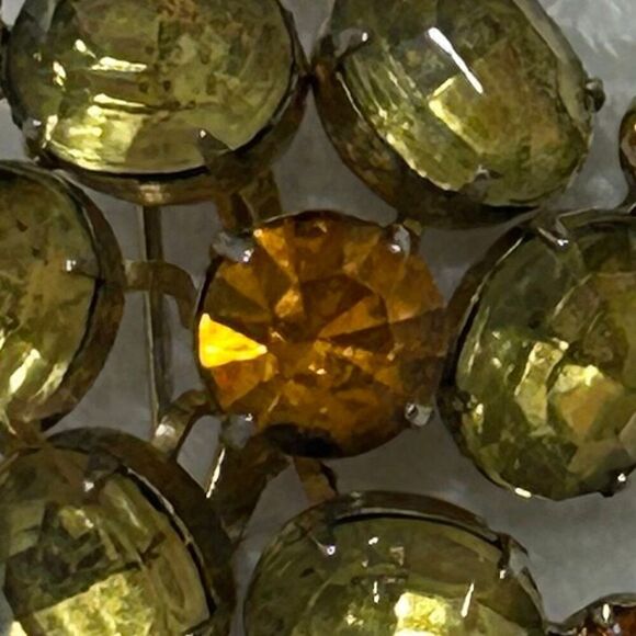 Vintage Coro Swirl Brooch Pin Women's OS Citrine Topaz Rhinestone 60s Signed - Picture 4 of 10